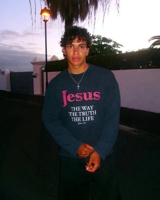 Design Religious Graphic Long-Sleeve T-Shirt Navy - 4