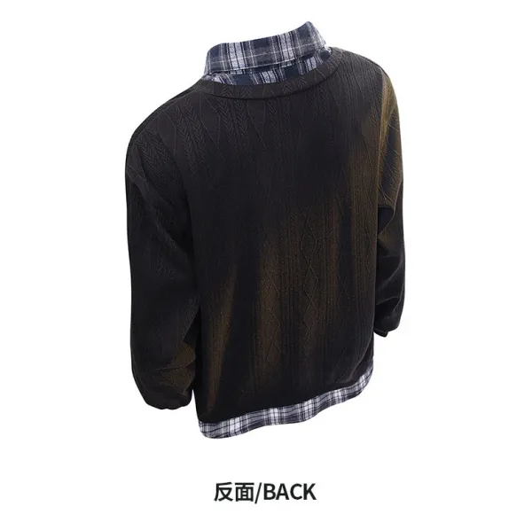 Design NASA x Unknown Brand Layered Collar Knit Pullover Black Olive Gradient Sweater - 13