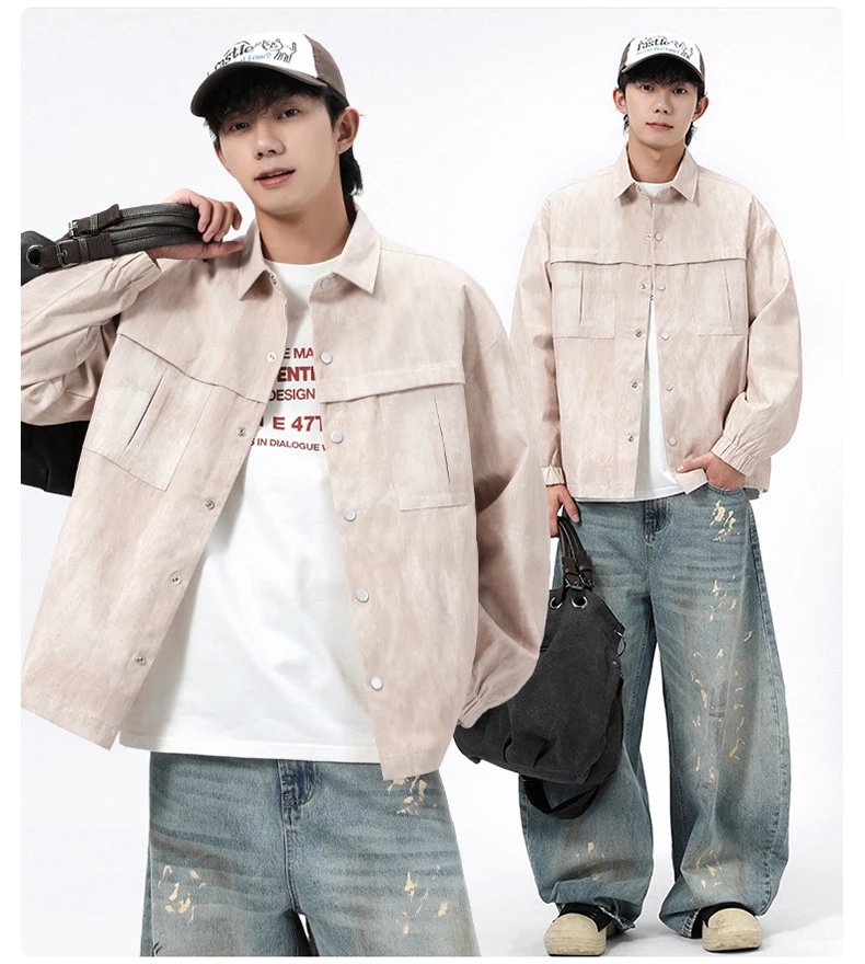 Design Acid Wash Gray Oversized Shirt Jacket Outerwear.jacket - 10