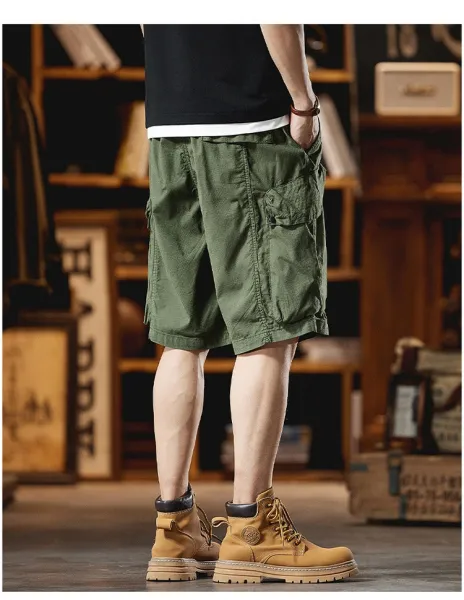 Design Cargo Shorts Black + Brown T-Shirt + Tan Boots - 13