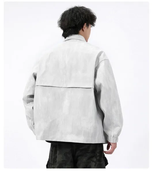 Design Acid Wash Gray Oversized Shirt Jacket Outerwear.jacket - 17