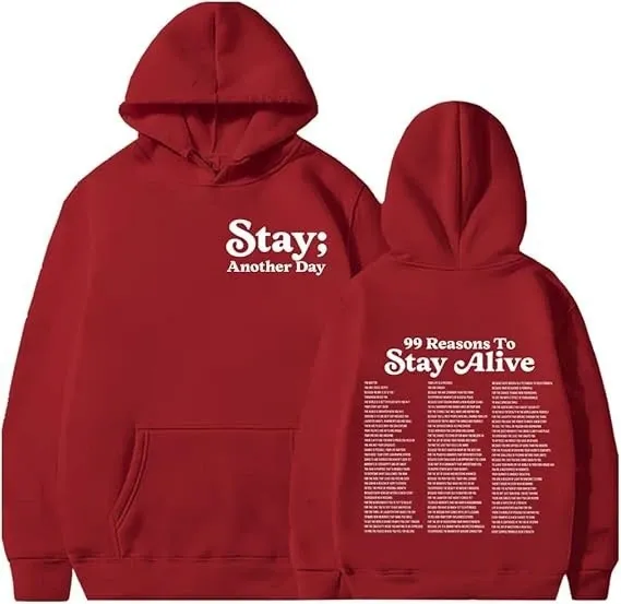Design '100 Reasons To Stay Alive' Graphic Hoodie White - 16