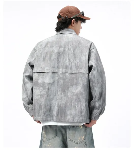 Design Acid Wash Gray Oversized Shirt Jacket Outerwear.jacket - 21