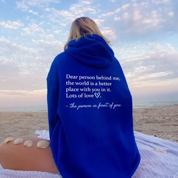Design Custom Printed Blue Hoodie with Sentimental Message Hoodie - 4