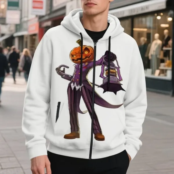 Design Pumpkin Gentleman Hoodie White - 1