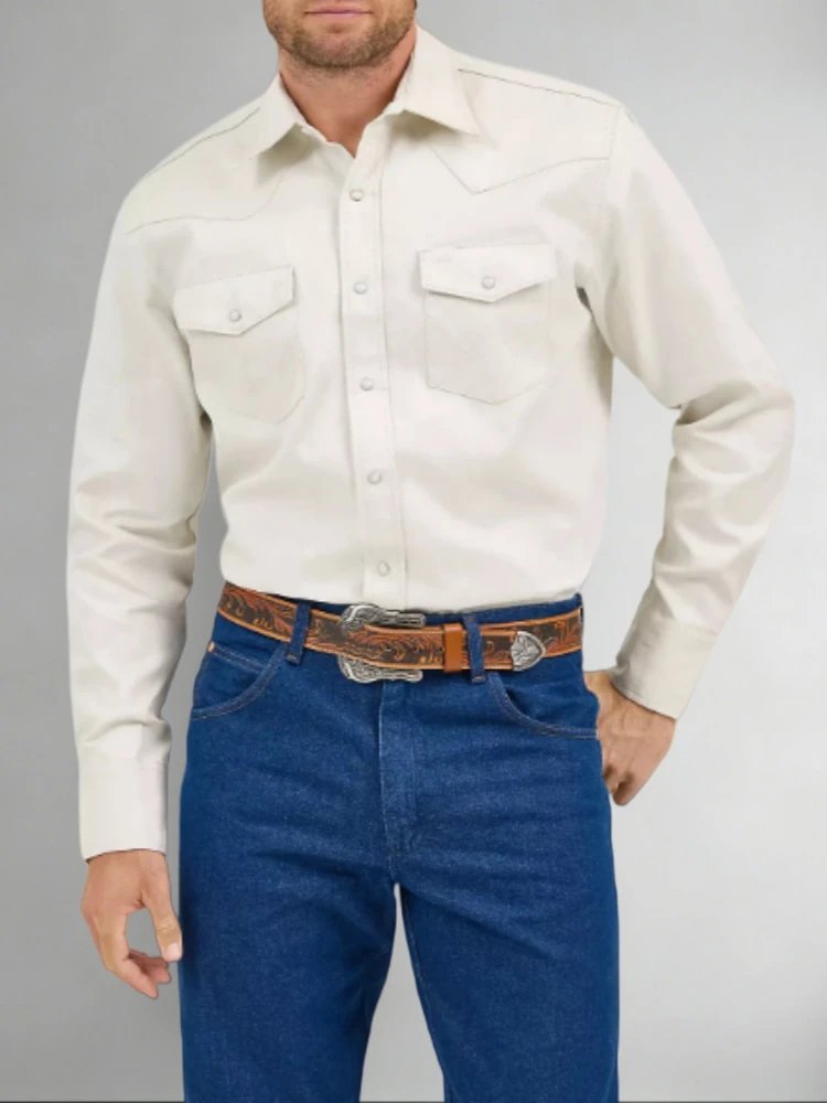Design Red Western-Style Shirt with Flap Pockets and Blue Denim Jeans Shirt - 9