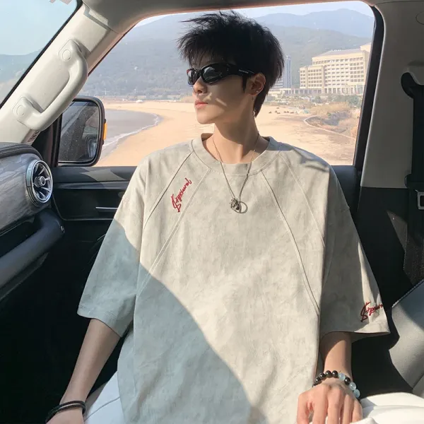 Design Ninedar Fashion Graphic Print Oversized T-Shirt Gray T-Shirts - 18