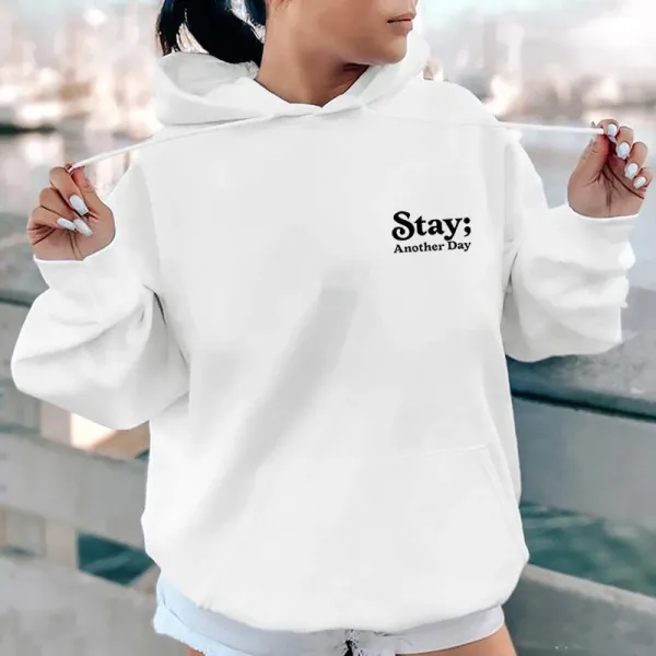 Design '100 Reasons To Stay Alive' Graphic Hoodie White - 4