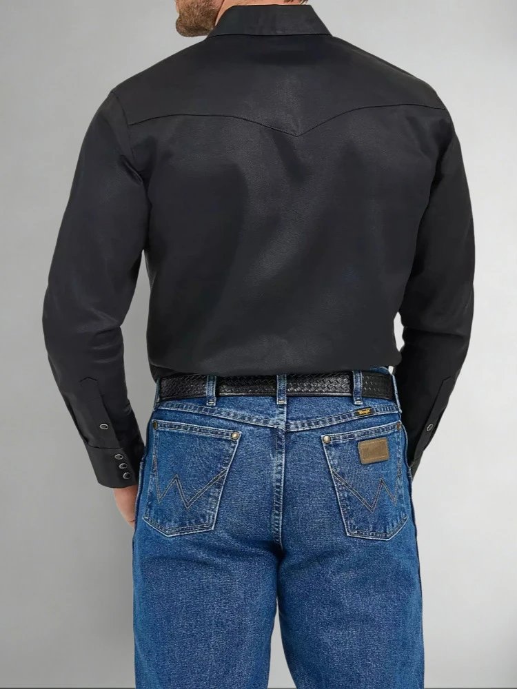 Design Red Western-Style Shirt with Flap Pockets and Blue Denim Jeans Shirt - 10