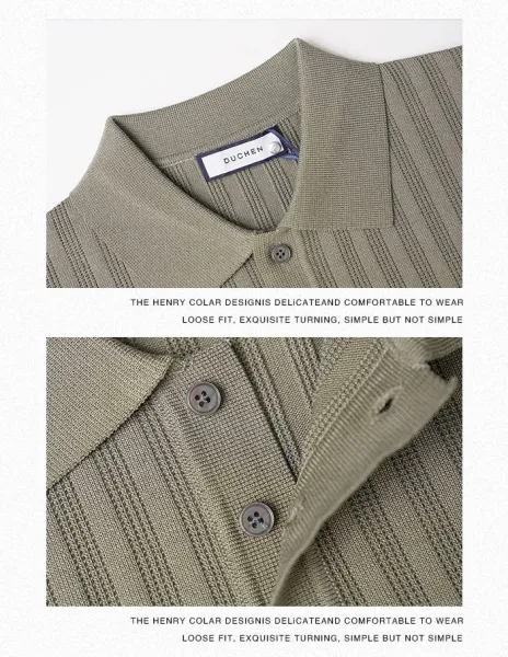 Design Ribbed Knit Polo Shirt in Cream with White Trousers Tops Polo - 12