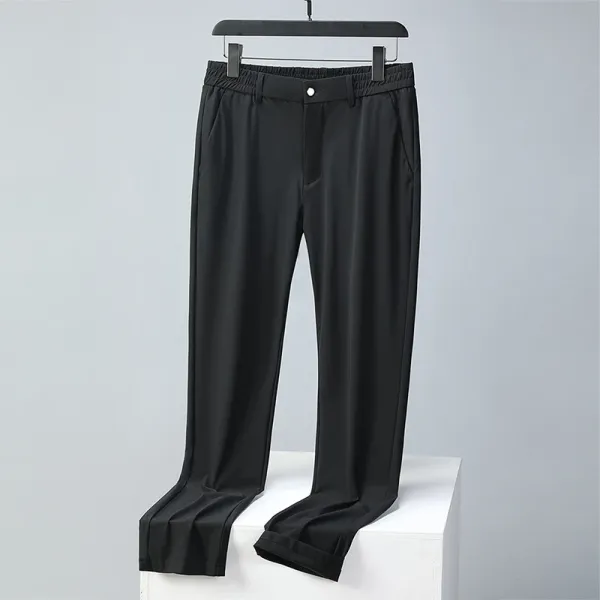 Design Slim-Fit Elastic Waist Black Pants - 1