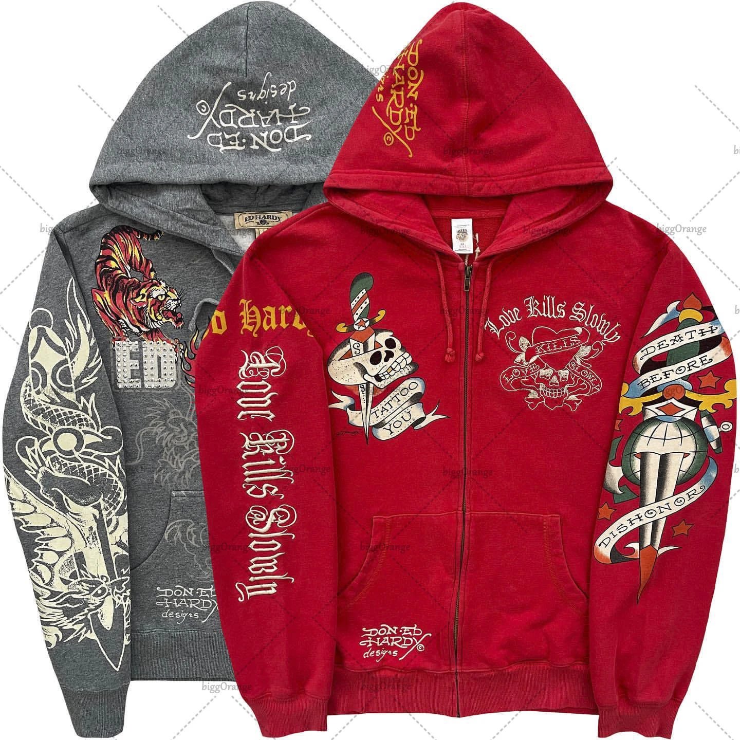 Design Ed Hardy Faith Hope Charity Devil Wing Zip-Up Hoodie Black Hoodie - 3