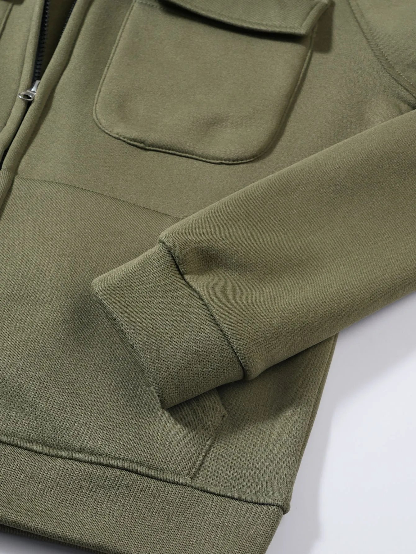 Design Zip-Up Hoodie with Utility Pockets Charcoal Gray Hoodie - 35