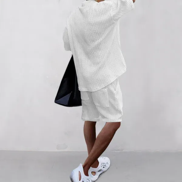 Design Knit V-Neck Oversized Set Gray - 18