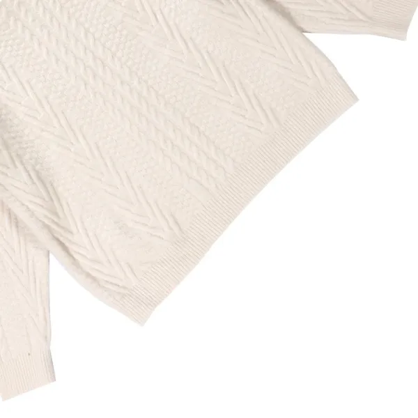 Design Cable Knit Crewneck Sweater Beige Sweater - 12