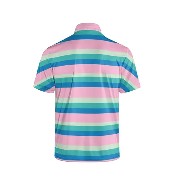 Design Depoga Striped Polo Pink Blue Green Polo Tops Polo - 4