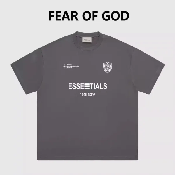 Fear of God Essentials Shield Logo Gray T-Shirt - 1