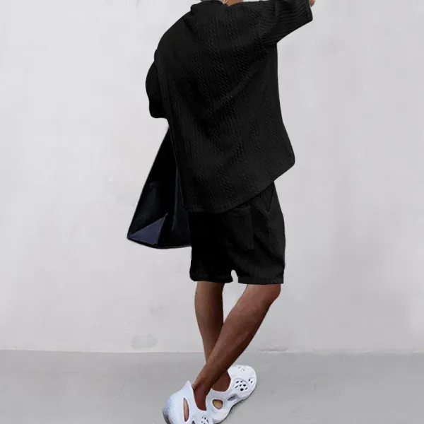 Design Knit V-Neck Oversized Set Gray - 33