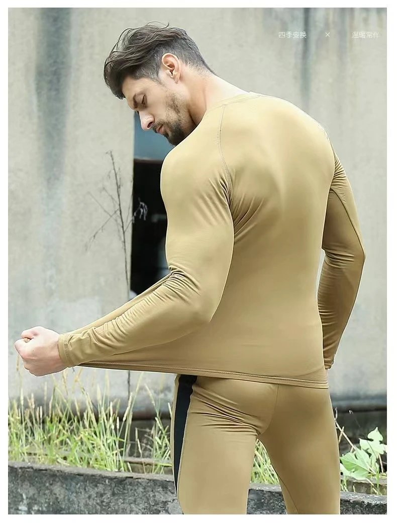Design Performance Base Layer Set Black with Olive Green Panels Activewear - 14