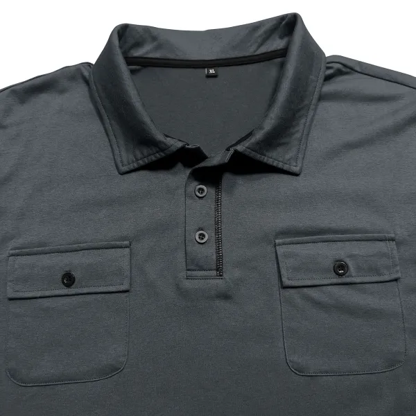 Design Utility Polo Shirt Army Green Long Sleeve Tops Polo - 28