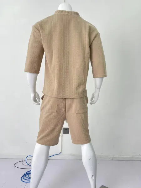 Design Knit V-Neck Oversized Set Gray - 45