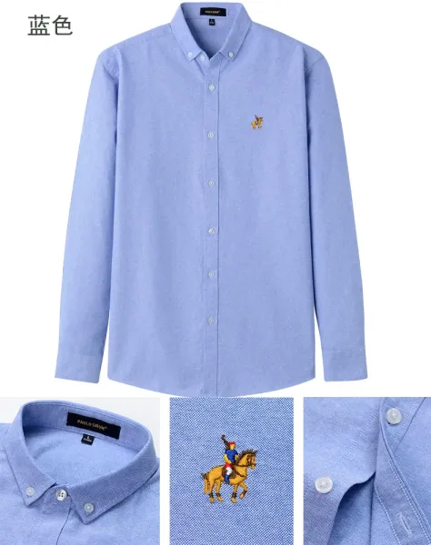 Design Paolo SIRUM Button-Down Shirt Light Blue Oxford Shirt - 17