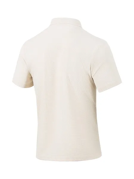 Design Beige Waffle Knit Short-Sleeve Shirt and Drawstring Pants Set Sets - 12