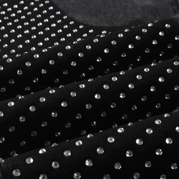 Design Studded Knee Panel Black Denim Jeans - 11