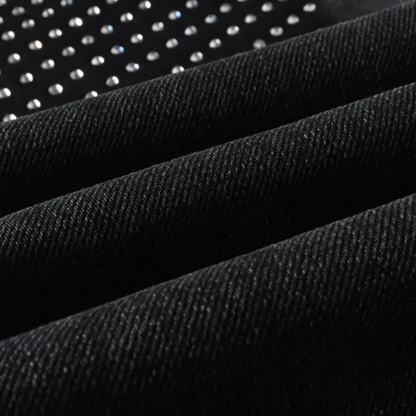 Design Studded Knee Panel Black Denim Jeans - 12