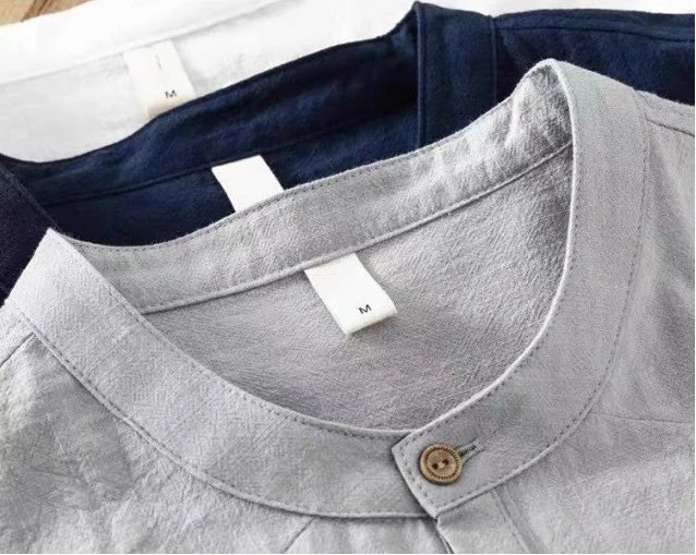 Design Henley Long Sleeve Shirt Gray Tops Shirt - 4