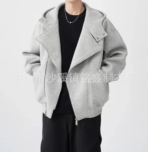 Design Asymmetrical Zip Hoodie Gray - 6
