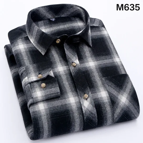 Design M635 Black Gray Plaid Flannel Shirt - 1