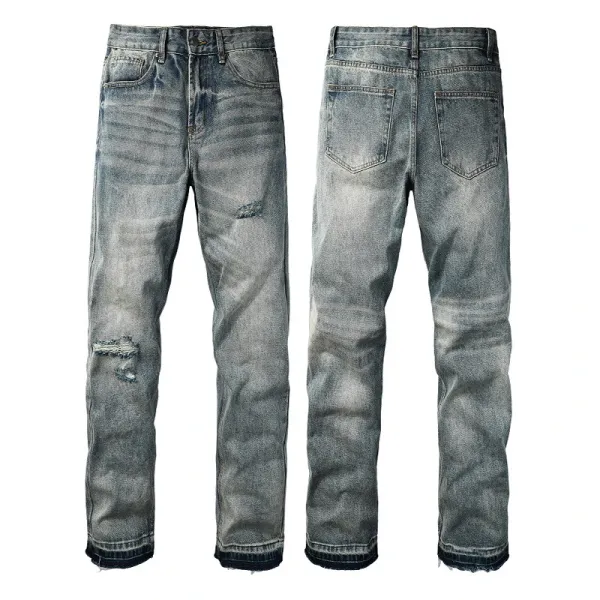 Design Studded Knee Panel Black Denim Jeans - 37