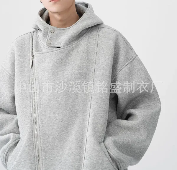 Design Asymmetrical Zip Hoodie Gray - 16