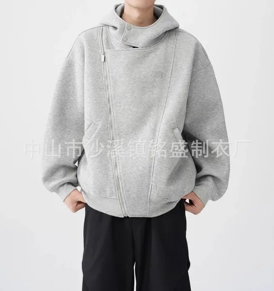Design Asymmetrical Zip Hoodie Gray - 9