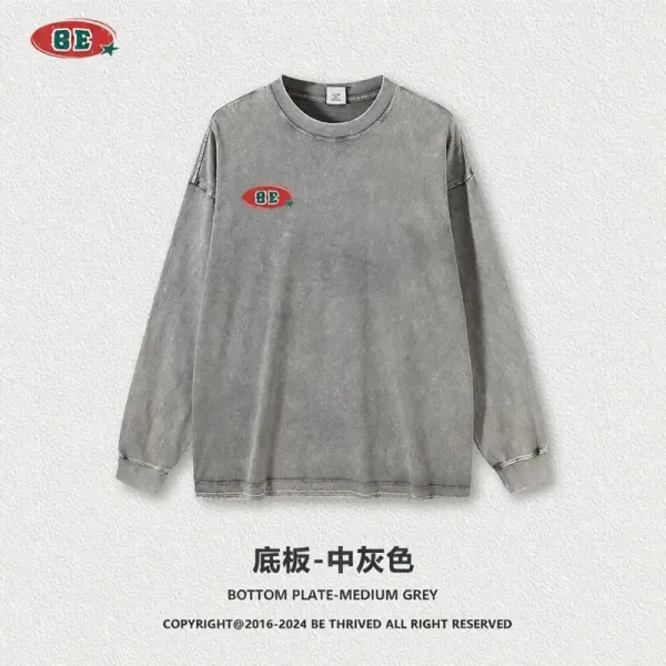 Design BE Thrived Long Sleeve T-Shirt Medium Gray T-Shirts - 1