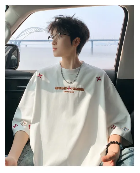 Design Ninedar Fashion Graphic Print Oversized T-Shirt Gray T-Shirts - 11
