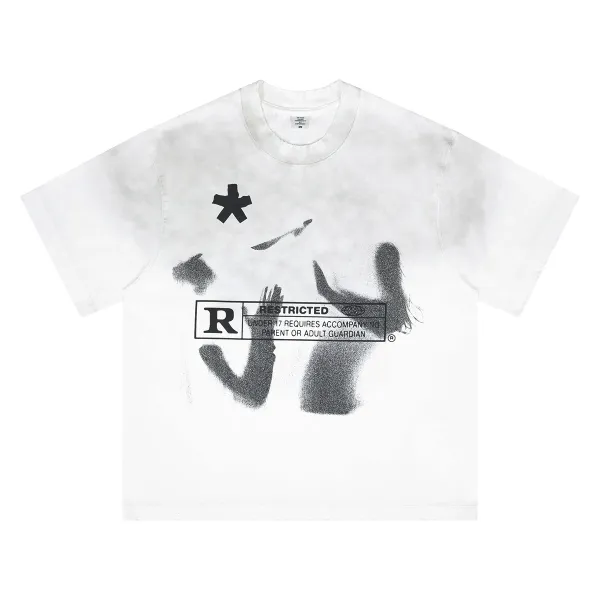 Design Restricted Graphic Print White T-Shirt - 1