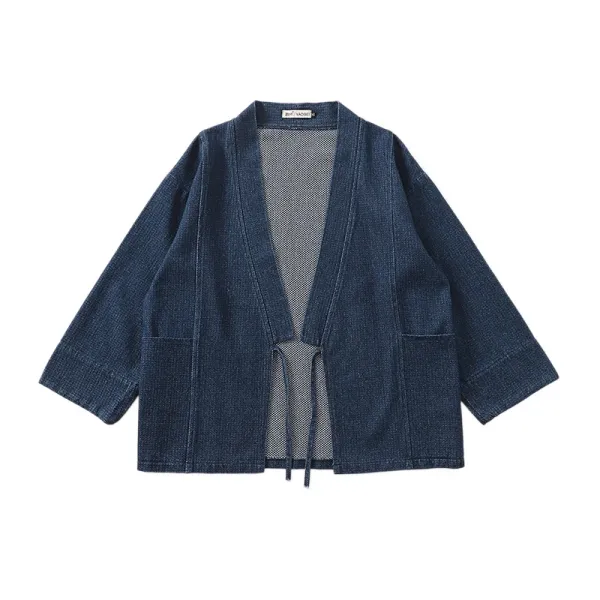 Design Haori Jacket Navy Blue Outerwear - 8