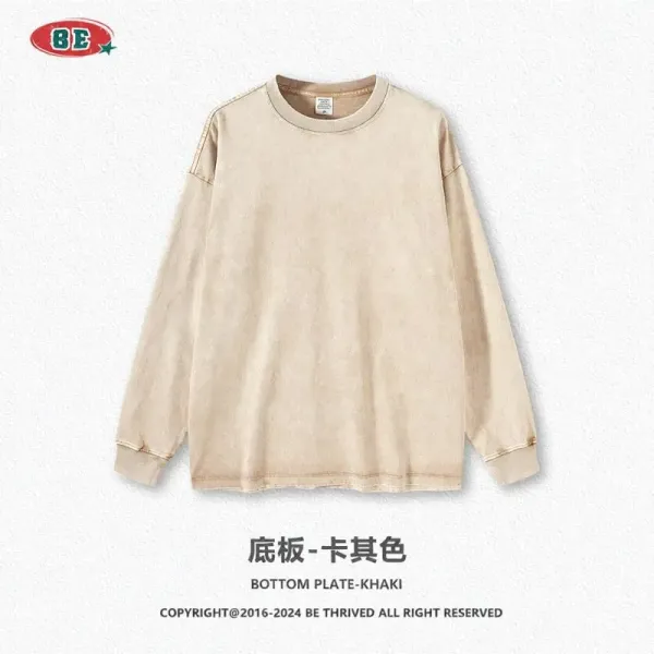 Design BE Thrived Long Sleeve T-Shirt Khaki T-Shirts - 1