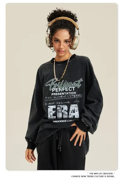 Design BE Thrived Fried Snowflake Washed Long Sleeve T-Shirt Black T-Shirts - 16