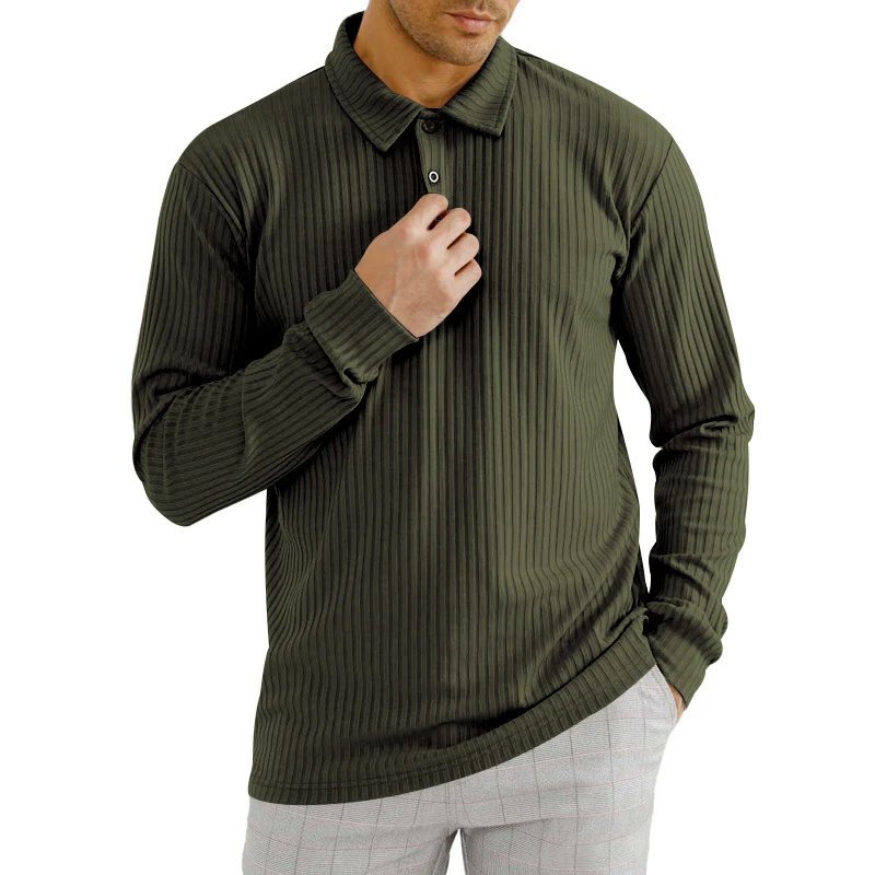 Design Long Sleeve Ribbed Polo Shirt White Tops Polo - 23