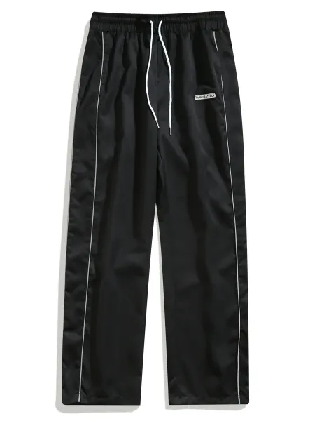 Design Muscle Attack Track Pants Black with White Stripe Sweatpants - 12