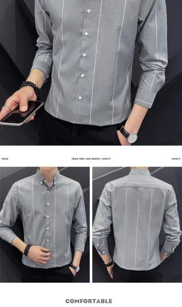 Design Stripe Detail Button-Down Shirt Black - 14