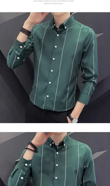 Design Stripe Detail Button-Down Shirt Black - 15