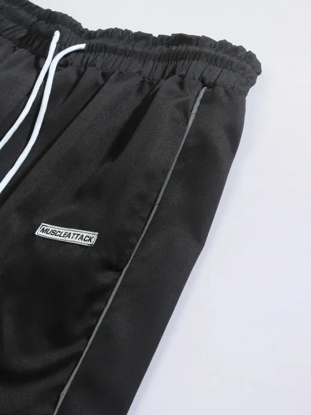 Design Muscle Attack Track Pants Black with White Stripe Sweatpants - 16