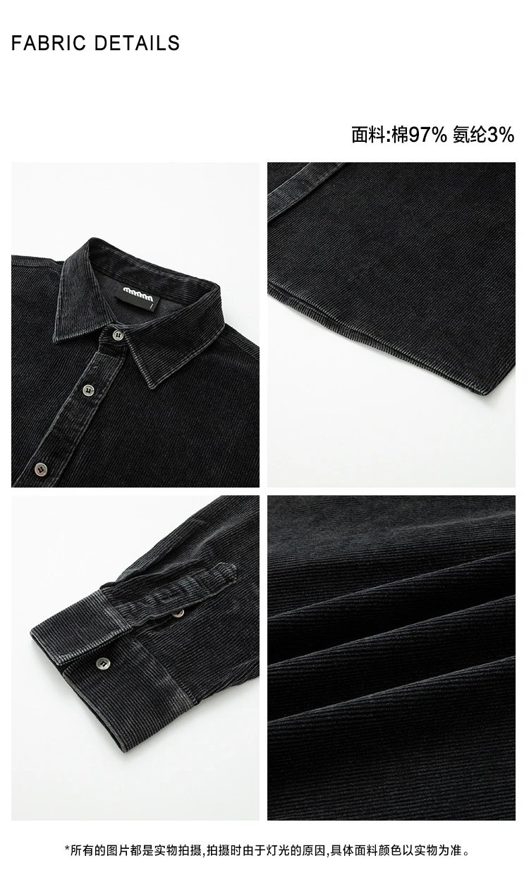Design Corduroy Shirt Jacket Navy Blue Outerwear - 4