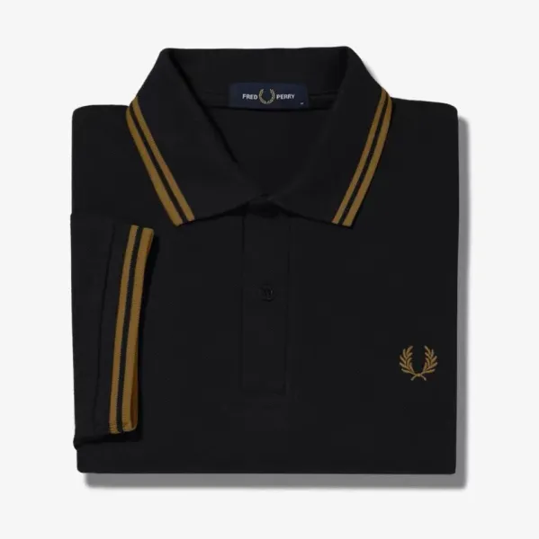 Fred Perry Twin Tipped Polo Black with Gold Trim Polo Polo Shirt - 1