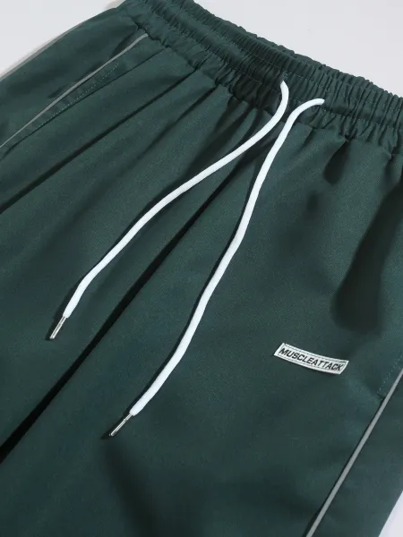 Design Muscle Attack Track Pants Black with White Stripe Sweatpants - 22
