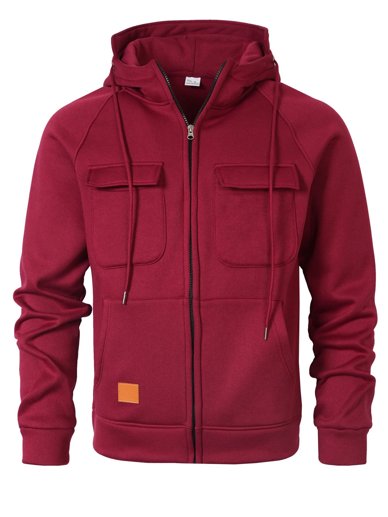 Design Zip-Up Hoodie with Utility Pockets Charcoal Gray Hoodie - 24